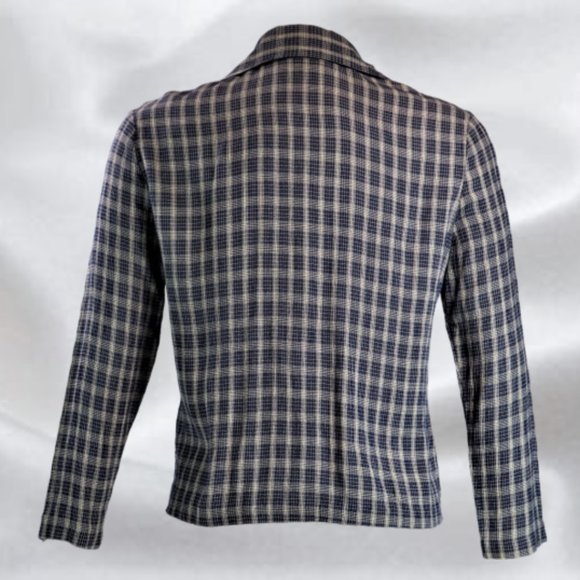 RIS Petite Blue Checkered Crop Top in Size Medium - Picture 2 of 4